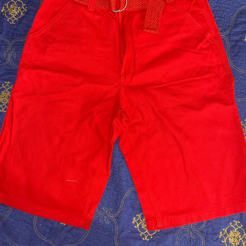 South Pole Red Flat Front Shorts
